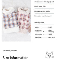 HKM-4876477 Thermal Velvet Rabbit Fur Plaid Coat for Pets - Autumn & Winter Styles in Pink and Blue