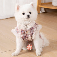 HKM-4876477 Thermal Velvet Rabbit Fur Plaid Coat for Pets - Autumn & Winter Styles in Pink and Blue