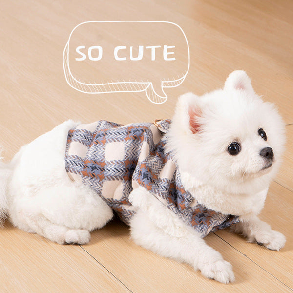 HKM-4876477 Thermal Velvet Rabbit Fur Plaid Coat for Pets - Autumn & Winter Styles in Pink and Blue