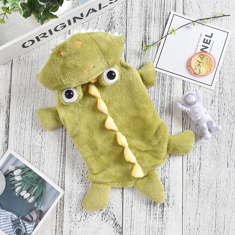 HKM-4877501 Dinosaur Design Coral Fleece Pet Clothes for Autumn and Winter - Green, Sizes XS to 4L