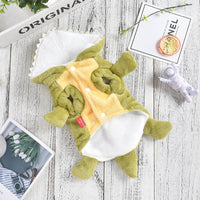 HKM-4877501 Dinosaur Design Coral Fleece Pet Clothes for Autumn and Winter - Green, Sizes XS to 4L
