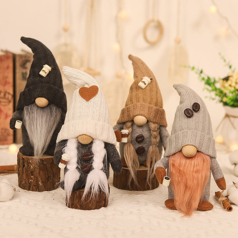 HKM-487827 Couple's Hand-Grinding Coffee Doll Ornaments - Cute Decor for Home or Office