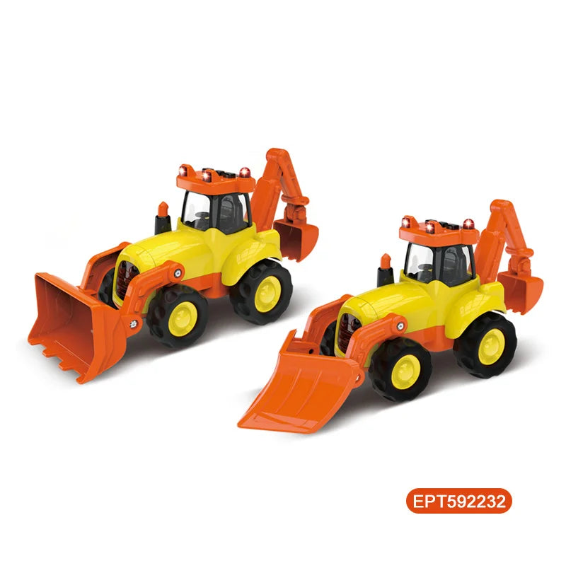 HKM-487827 Friction-Powered Farm Tractor Assembly Set with Lights and Music for Kids Ages 2-7