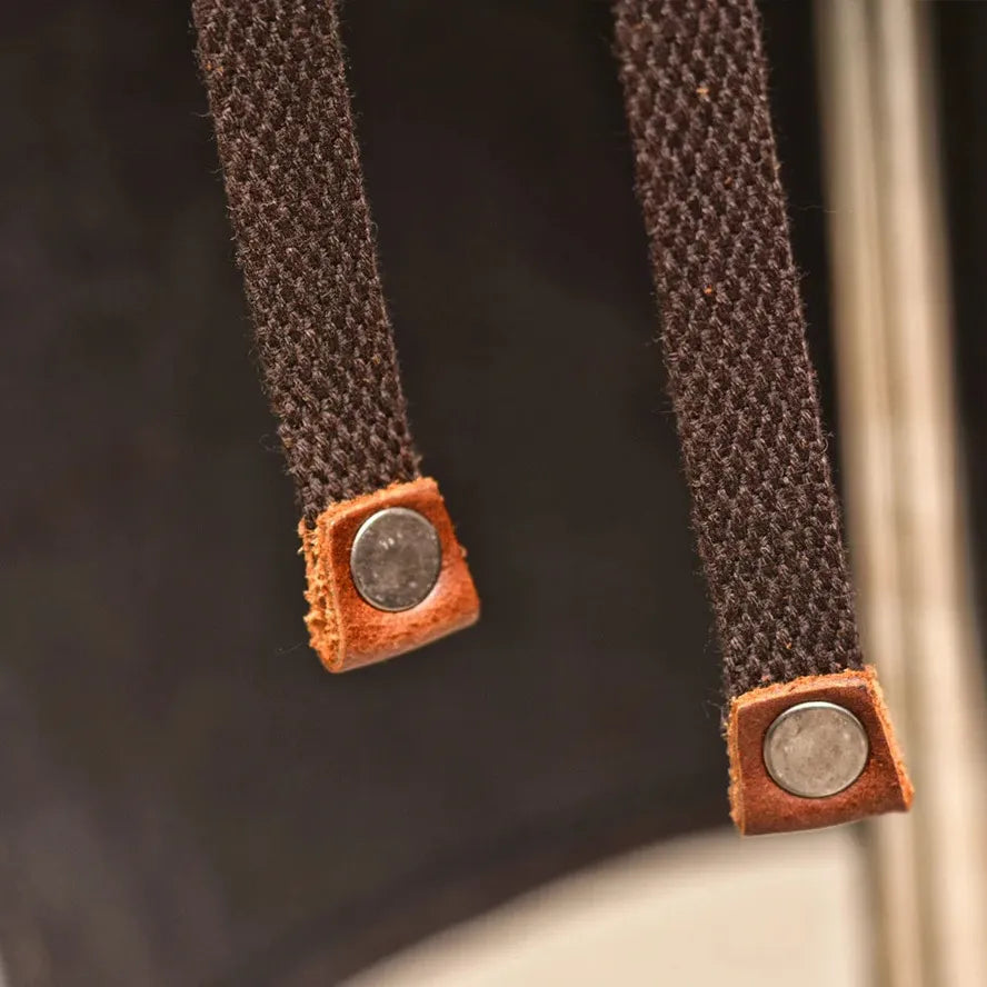 HKM-487891 Vintage Handmade Canvas Apron for Kitchen and Cafe Work, Unisex Leather Trim