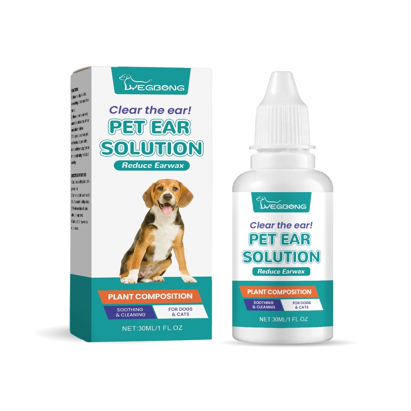 HKM-4879549 Pet Ear Cleaning and Decontamination Solution - 30ML Wash for Cats and Dogs