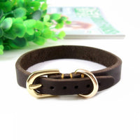 HKM-4879677 Real Cowhide Adjustable Leather Dog Collar in Brown ¨C XS, S, M Sizes Available