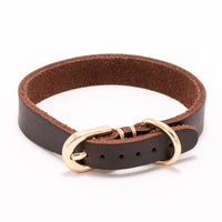 HKM-4879677 Real Cowhide Adjustable Leather Dog Collar in Brown ¨C XS, S, M Sizes Available