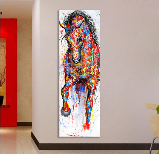 HKM-488019 Watercolor Horse Canvas Painting Set for Living Room and Porch Decoration - Modern Frameless Artwork