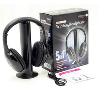 HKM-488083 Wireless Bluetooth TV Headphones with PU Leather Ear Cushions and 3.5mm Plug