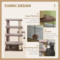 HKM-4880957 Four-Level Cat Steps with Scratching Posts for High Beds and Sofas, Brown