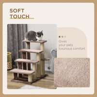 HKM-4880957 Four-Level Cat Steps with Scratching Posts for High Beds and Sofas, Brown