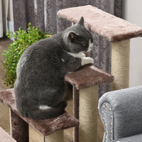 HKM-4880957 Four-Level Cat Steps with Scratching Posts for High Beds and Sofas, Brown
