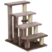 HKM-4880957 Four-Level Cat Steps with Scratching Posts for High Beds and Sofas, Brown