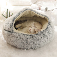 HKM-4881725 Cozy Plush Shell Pet Nest for Cats and Dogs - Soft PP Cotton & Plush, 40cm / 50cm Diameter Options