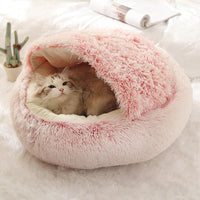 HKM-4881725 Cozy Plush Shell Pet Nest for Cats and Dogs - Soft PP Cotton & Plush, 40cm / 50cm Diameter Options