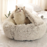 HKM-4881725 Cozy Plush Shell Pet Nest for Cats and Dogs - Soft PP Cotton & Plush, 40cm / 50cm Diameter Options
