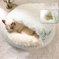 HKM-4881725 Cozy Plush Shell Pet Nest for Cats and Dogs - Soft PP Cotton & Plush, 40cm / 50cm Diameter Options