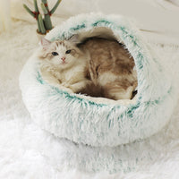 HKM-4881725 Cozy Plush Shell Pet Nest for Cats and Dogs - Soft PP Cotton & Plush, 40cm / 50cm Diameter Options