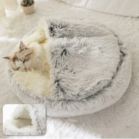 HKM-4881725 Cozy Plush Shell Pet Nest for Cats and Dogs - Soft PP Cotton & Plush, 40cm / 50cm Diameter Options