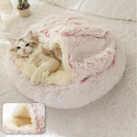 HKM-4881725 Cozy Plush Shell Pet Nest for Cats and Dogs - Soft PP Cotton & Plush, 40cm / 50cm Diameter Options