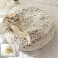 HKM-4881725 Cozy Plush Shell Pet Nest for Cats and Dogs - Soft PP Cotton & Plush, 40cm / 50cm Diameter Options
