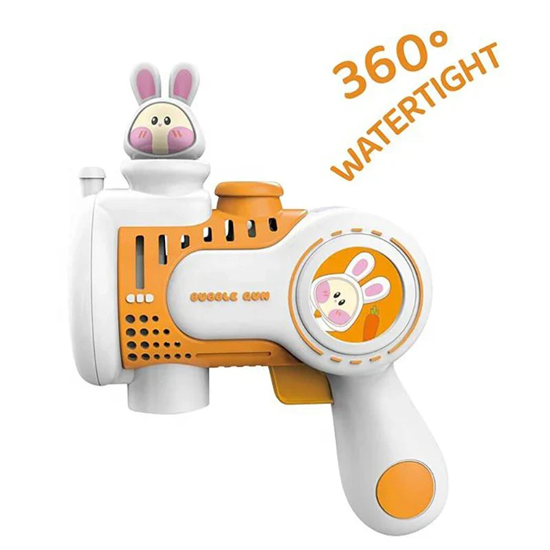 HKM-488275 Cute Rabbit Fully Automatic Electric Bubble Blower Toy for Kids, 10 Holes Bubble Machine