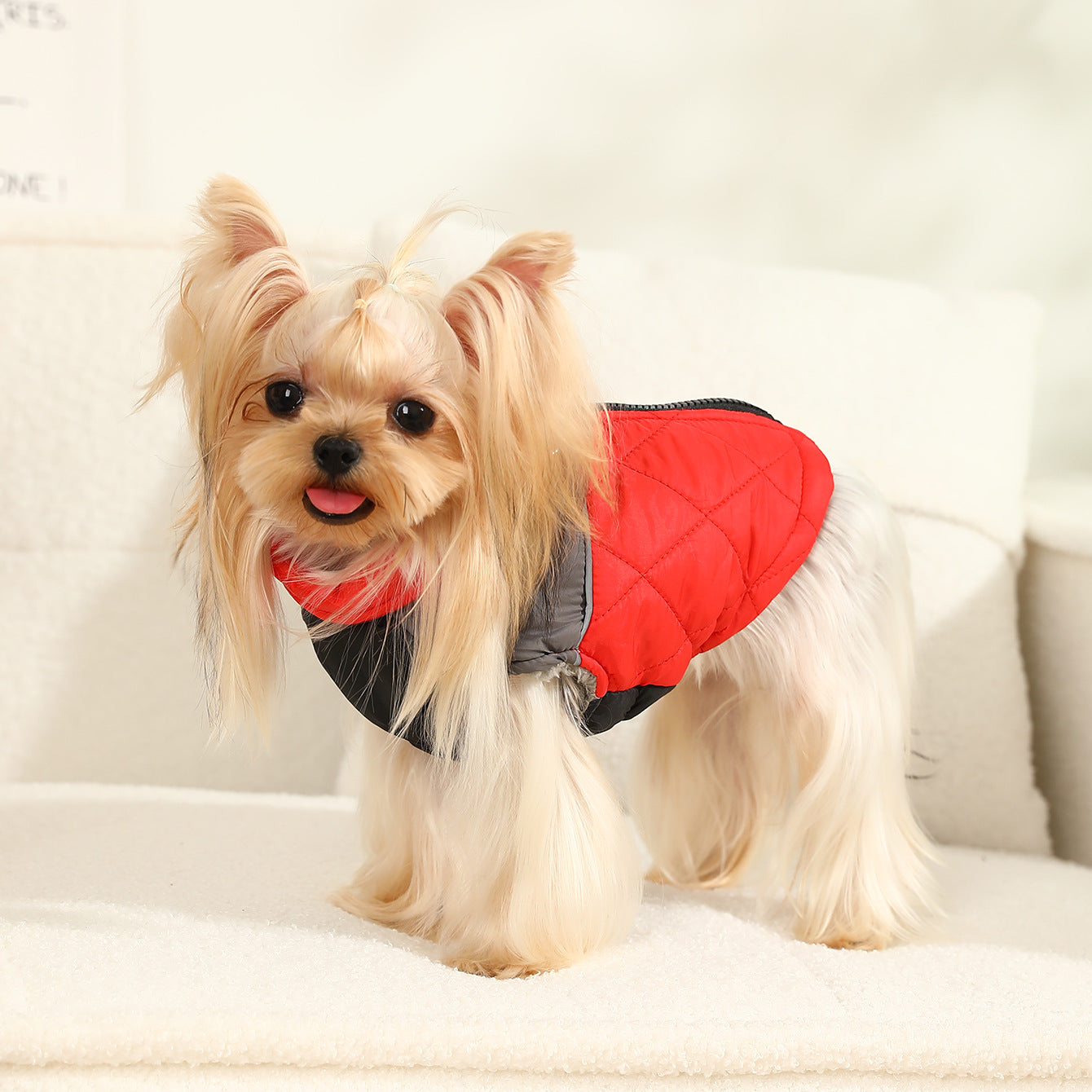 HKM-4883261 Contrast Color Diamond Plaid Cotton-Padded Waterproof Ski Suit for Pets