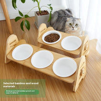 HKM-4883645 Pet Drinking Bowl with Bamboo Stand ¨C Ceramic and Stainless Steel Options