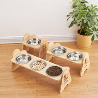 HKM-4883645 Pet Drinking Bowl with Bamboo Stand ¨C Ceramic and Stainless Steel Options