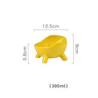 HKM-4884925 Ceramic Cat and Small Dog Food Bowl with Four-Legged Stability and Wide-Mouth Design