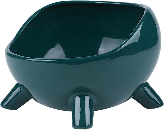 HKM-4884925 Ceramic Cat and Small Dog Food Bowl with Four-Legged Stability and Wide-Mouth Design