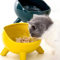 HKM-4884925 Ceramic Cat and Small Dog Food Bowl with Four-Legged Stability and Wide-Mouth Design