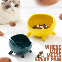 HKM-4884925 Ceramic Cat and Small Dog Food Bowl with Four-Legged Stability and Wide-Mouth Design