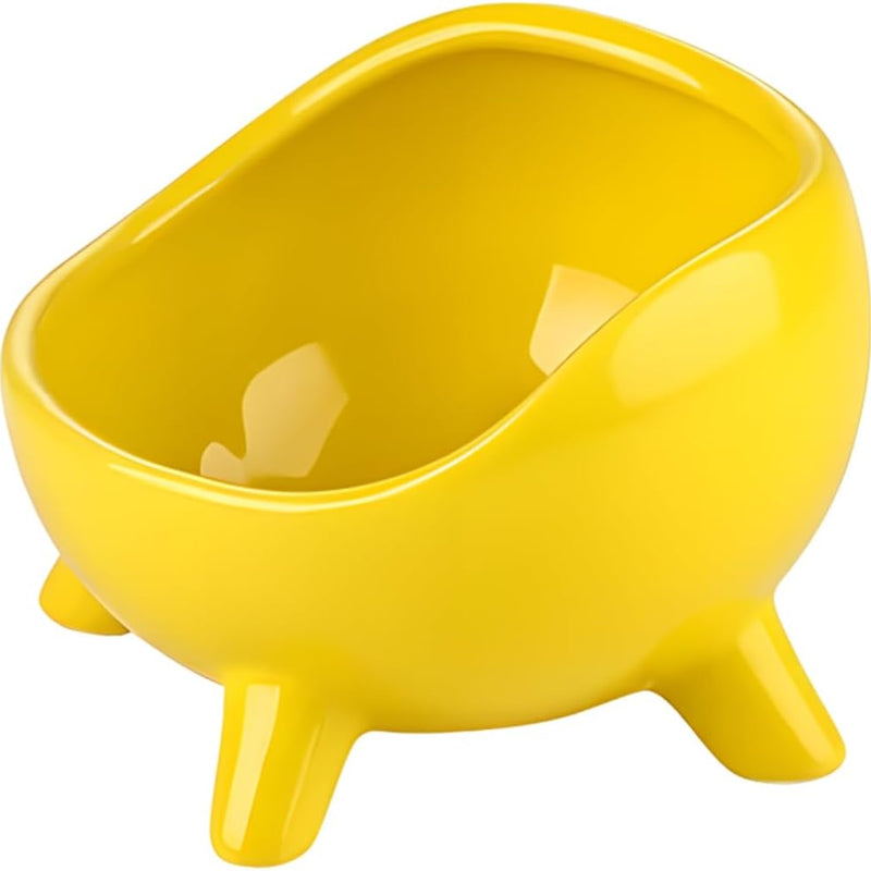HKM-4884925 Ceramic Cat and Small Dog Food Bowl with Four-Legged Stability and Wide-Mouth Design