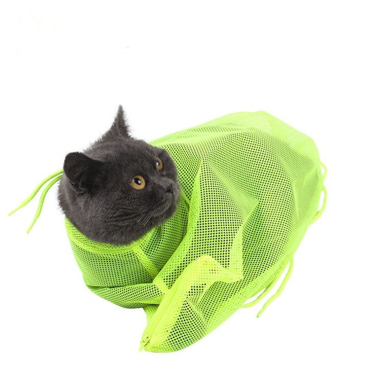 HKM-4885309 Adjustable Cat Grooming Bag for Bathing, Nail Trimming, and Care - Breathable Polyester Mesh Design