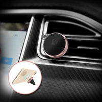 HKM-488723 360-Degree Rotating Magnetic Car Phone Holder - Aluminum Alloy Bracket in Rose Gold, Gold, and Silver