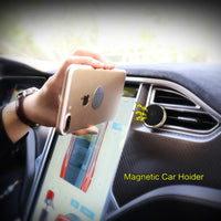 HKM-488723 360-Degree Rotating Magnetic Car Phone Holder - Aluminum Alloy Bracket in Rose Gold, Gold, and Silver
