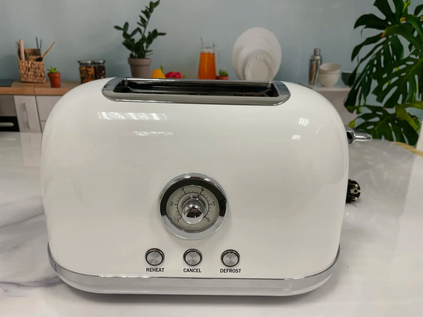 HKM-488915 Retro Stainless Steel 2-Slice Electric Pop-Up Toaster with Grill Function