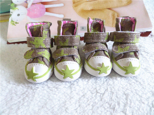 HKM-4890045 Breathable Rubber Dog Shoes for Spring and Summer - Stylish Cowboy Design for Small Breeds
