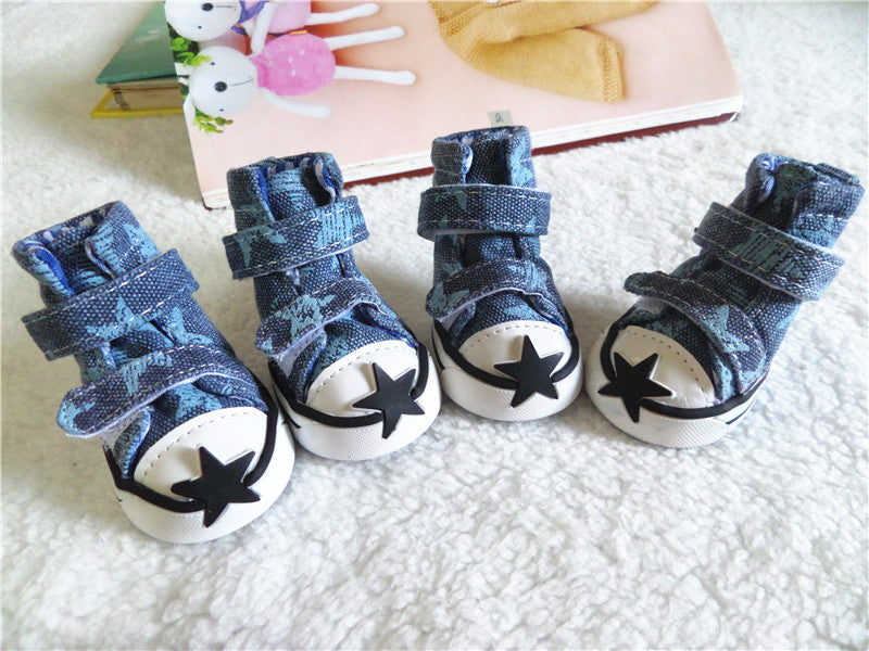 HKM-4890045 Breathable Rubber Dog Shoes for Spring and Summer - Stylish Cowboy Design for Small Breeds