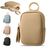 HKM-489043 Small Leather Coin Purse with Zipper and Keychain for Easy Access