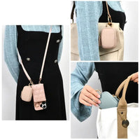 HKM-489043 Small Leather Coin Purse with Zipper and Keychain for Easy Access