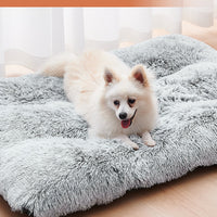 HKM-4890685 Plush Portable Large Dog Sofa Bed - Washable Pet Kennel with Sleep Protector