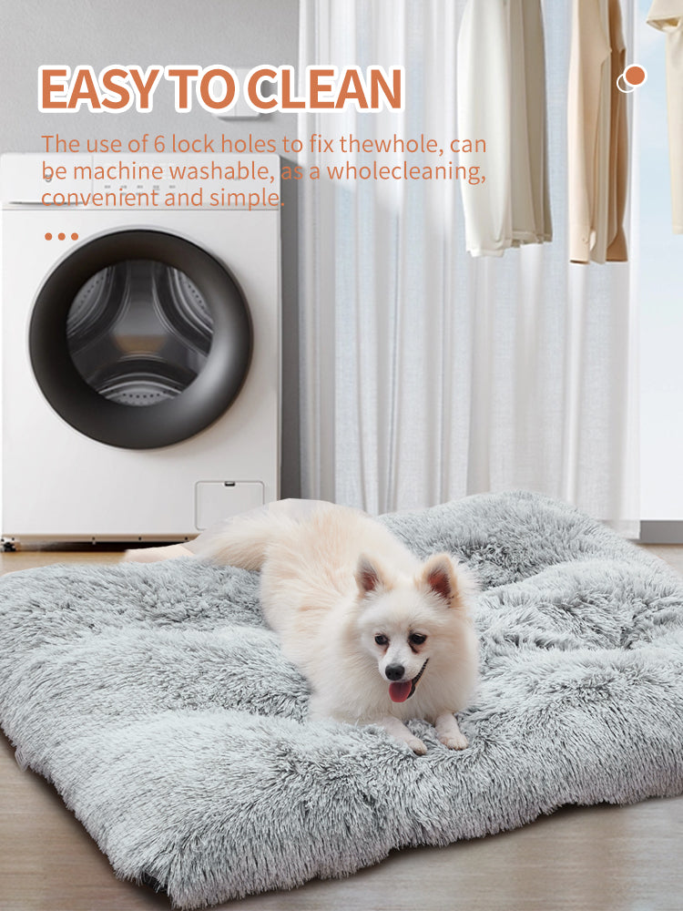 HKM-4890685 Plush Portable Large Dog Sofa Bed - Washable Pet Kennel with Sleep Protector