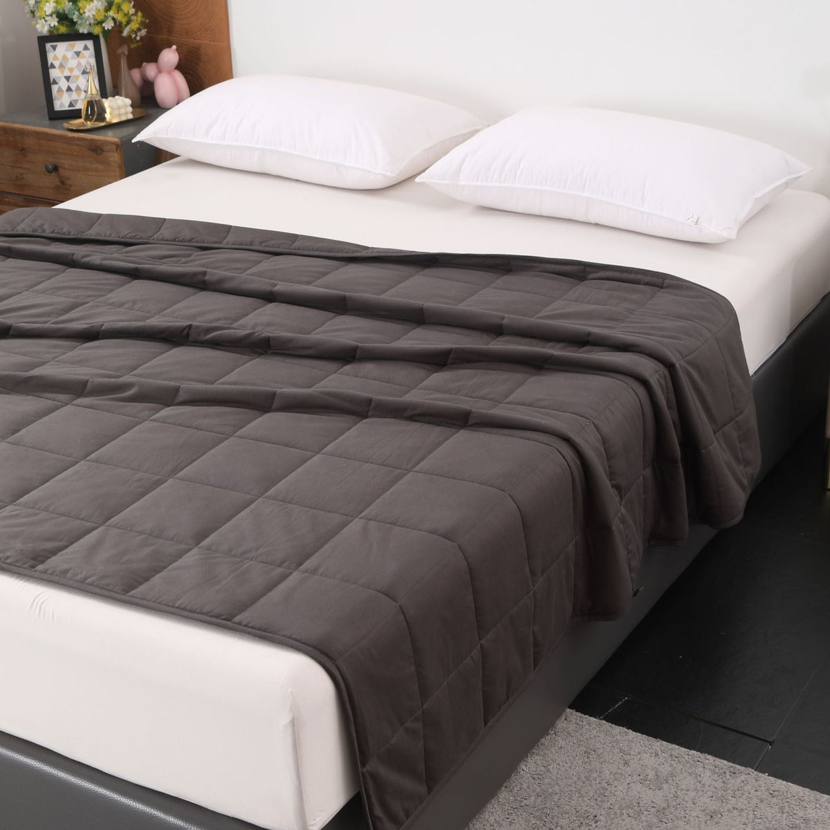 HKM-489171 Cotton Gravity Blanket for Deep Sleep - Dark Gray, Multiple Weights Available