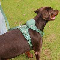 HKM-4892989 Forest Green Dog Backpack Suit with Collar, Leash, and Waste Bag for Outdoor Adventures