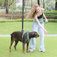 HKM-4892989 Forest Green Dog Backpack Suit with Collar, Leash, and Waste Bag for Outdoor Adventures