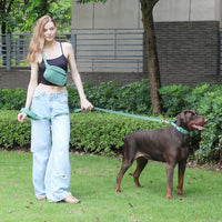 HKM-4892989 Forest Green Dog Backpack Suit with Collar, Leash, and Waste Bag for Outdoor Adventures