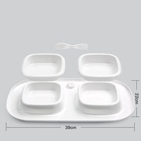 HKM-4893373 Milky White Double Bowl Pet Cat Dish Made of Durable Plastic