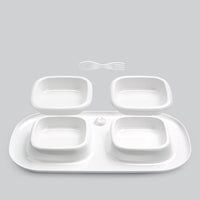 HKM-4893373 Milky White Double Bowl Pet Cat Dish Made of Durable Plastic